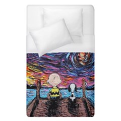 Cartoon Dog Vincent Van Gogh s Starry Night Parody Duvet Cover (single Size) by Modalart