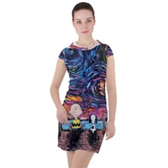 Cartoon Dog Vincent Van Gogh s Starry Night Parody Drawstring Hooded Dress by Modalart