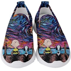 Cartoon Dog Vincent Van Gogh s Starry Night Parody Kids  Slip On Sneakers by Modalart