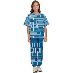 Geometric Rectangle Shape Linear Kids  T-shirt And Pants Sports Set by Pakjumat