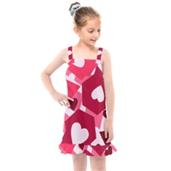 Pink Hearts Pattern Love Shape Kids  Overall Dress by Pakjumat