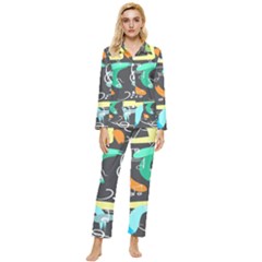 Repetition Seamless Child Sketch Womens  Long Sleeve Velvet Pocket Pajamas Set by Pakjumat