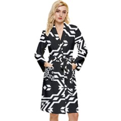 Black And White Pattern Background Structure Long Sleeve Velvet Robe by Pakjumat