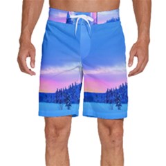 Winter Landscape Snow Forest Trees Men s Beach Shorts by Amaryn4rt