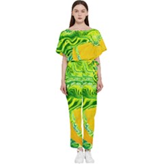 Zitro Abstract Sour Texture Food Batwing Lightweight Chiffon Jumpsuit by Amaryn4rt