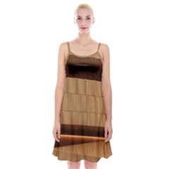 Architecture Art Boxes Brown Spaghetti Strap Velvet Dress by Amaryn4rt