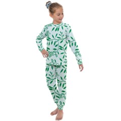 Leaves Foliage Green Wallpaper Kids  Long Sleeve Set  by Amaryn4rt