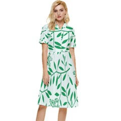 Leaves Foliage Green Wallpaper Button Top Knee Length Dress by Amaryn4rt