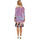 Pink Mountains Grand Canyon Psychedelic Mountain Long Sleeve Shirt Collar A-Line Dress View4