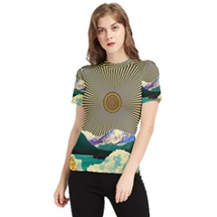 Surreal Art Psychadelic Mountain Women s Short Sleeve Rash Guard by Modalart