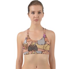 Pusheen Cute Fall The Cat Back Web Sports Bra by Modalart