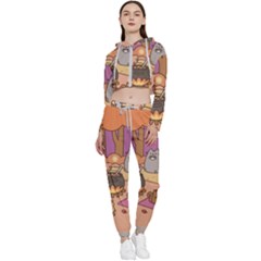 Pusheen Cute Fall The Cat Cropped Zip Up Lounge Set by Modalart