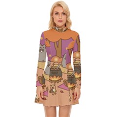 Pusheen Cute Fall The Cat Long Sleeve Velour Longline Dress by Modalart