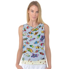 Fish Ocean Sea Water Diving Blue Women s Basketball Tank Top by Modalart