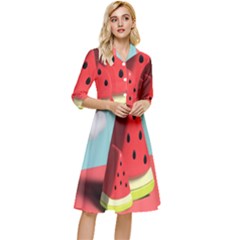 Watermelon Fruit Classy Knee Length Dress by Modalart