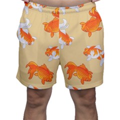 Gold Fish Seamless Pattern Background Men s Shorts by Bedest