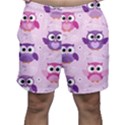 Seamless Cute Colourfull Owl Kids Pattern Men s Shorts View1