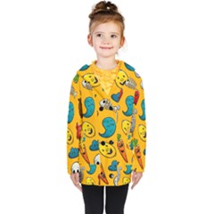 Graffiti Characters Seamless Ornament Kids  Double Breasted Button Coat by Bedest