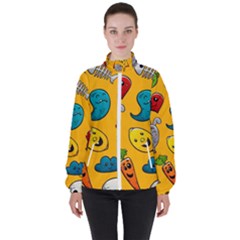 Graffiti Characters Seamless Ornament Women s High Neck Windbreaker by Bedest