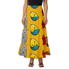 Graffiti Characters Seamless Ornament Tiered Ruffle Maxi Skirt by Bedest