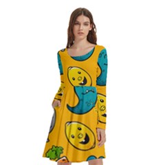 Graffiti Characters Seamless Ornament Long Sleeve Knee Length Skater Dress With Pockets by Bedest