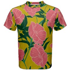 Pink Flower Seamless Pattern Men s Cotton T-shirt by Bedest