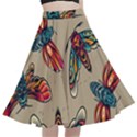 Tattoos Colorful Seamless Pattern A-Line Full Circle Midi Skirt With Pocket View1