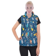 Seamless Pattern Vector Submarine With Sea Animals Cartoon Women s Button Up Vest by Bedest