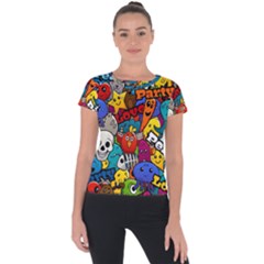 Graffiti Characters Seamless Pattern Short Sleeve Sports Top  by Bedest