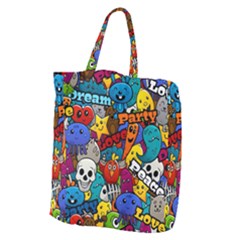 Graffiti Characters Seamless Pattern Giant Grocery Tote by Bedest