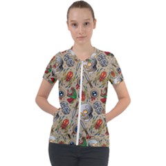 Tattoo Pattern Short Sleeve Zip Up Jacket by Bedest