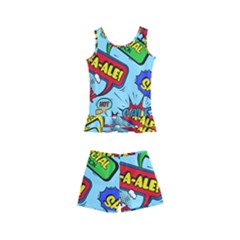 Comic Bubbles Seamless Pattern Kids  Boyleg Swimsuit by Bedest