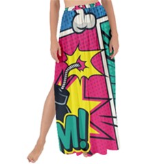 Comic Colorful Seamless Pattern Maxi Chiffon Tie-up Sarong by Bedest