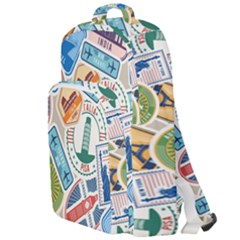 Travel Pattern Immigration Stamps Stickers With Historical Cultural Objects Travelling Visa Immigran Double Compartment Backpack by Bedest