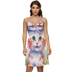 Kitty Watercolour V-neck Pocket Summer Dress  by ttlisted