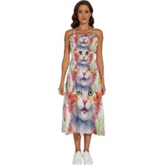 Kitty Watercolour Sleeveless Shoulder Straps Boho Dress by ttlisted