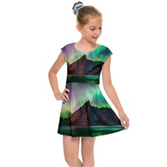 Aurora Borealis Nature Sky Light Kids  Cap Sleeve Dress by Pakjumat