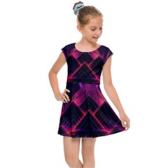 Synthwave City Retrowave Wave Kids  Cap Sleeve Dress by Pakjumat