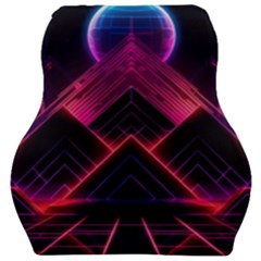 Synthwave City Retrowave Wave Car Seat Velour Cushion  by Pakjumat