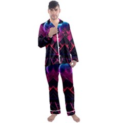 Synthwave City Retrowave Wave Men s Long Sleeve Satin Pajamas Set by Pakjumat