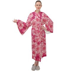 Cute Pink Sakura Flower Pattern Maxi Velvet Kimono by Pakjumat