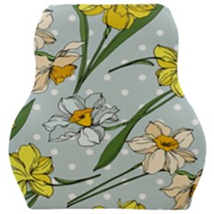 Narcissus Floral Botanical Flowers Car Seat Velour Cushion  by Pakjumat