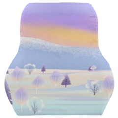 Vector Winter Landscape Sunset Evening Snow Car Seat Back Cushion  by Pakjumat