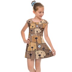 Cute Dog Seamless Pattern Background Kids  Cap Sleeve Dress by Pakjumat