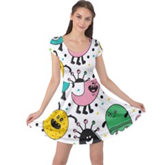 Funny Monster Pattern Cap Sleeve Dress by Pakjumat