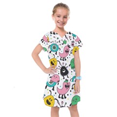 Funny Monster Pattern Kids  Drop Waist Dress by Pakjumat