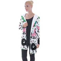 Funny Monster Pattern Longline Hooded Cardigan by Pakjumat