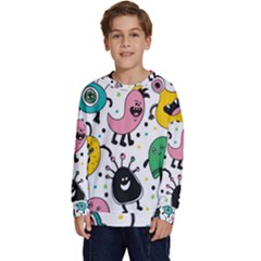 Funny Monster Pattern Kids  Crewneck Sweatshirt by Pakjumat