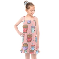 Cute Kawaii Food Seamless Pattern Kids  Overall Dress by Pakjumat