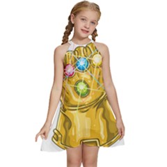 The Infinity Gauntlet Thanos Kids  Halter Collar Waist Tie Chiffon Dress by Maspions